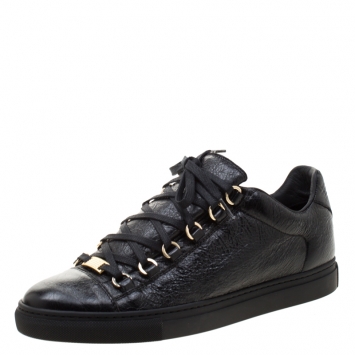 Pre Owned Balenciaga Black Leather Arena Low Top Sneakers Size 40
