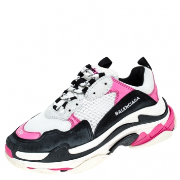 Pre Owned Balenciaga Multicolor Nubuck/Mesh Triple S Trainer Sneakers Size 39