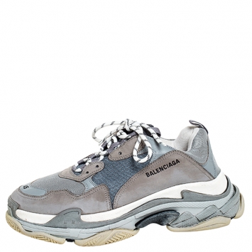 Pre Owned Balenciaga Multicolor Mesh, Nubuck And Leather Triple S Platform Sneakers Size 45
