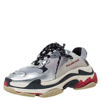 Pre Owned Balenciaga Multicolor Mesh And Leather Triple S Platform Sneakers Size 39