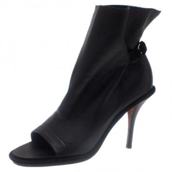 Pre Owned Balenciaga Black Leather Glove Ankle Boots Size 37