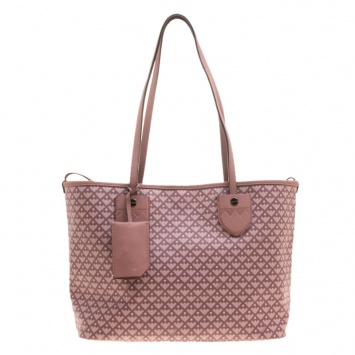 Pre Owned Bally Dusty Pink Printed Coated Canvas Bernina Tote