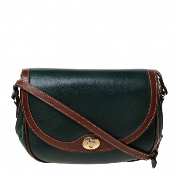 Pre Owned Bally Green/Brown Leather Vintage Crossbody Bag