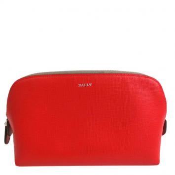 Pre Owned Bally Red Leather Cosmetic Pouch