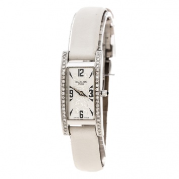 Pre Owned Balmain Silver White Stainless Steel and Diamond 2191 Women's Wristwatch 18 mm