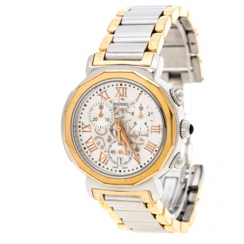 Pre Owned Balmain Silver White Stainless Steel And Rose Gold Plated Steel Madrigal Chrono Lady Sl 5898 Women's Wristwatch 35 MM