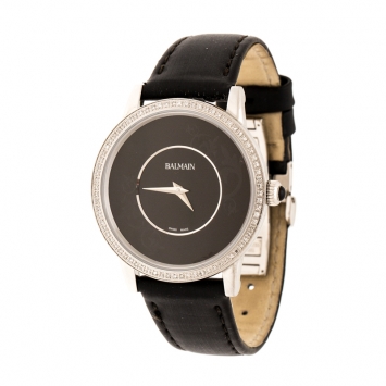 Pre Owned Balmain Black Stainless Steel Diamonds Eria Bijou B1775.32.62 Women's Wristwatch 36 mm