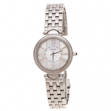 Pre Owned Balmain White Mother of Pearl Stainless Steel Haute Elegance B8071.33.83 Women's Wristwatch 27MM