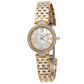 Pre Owned Balmain Mother of Pearl Two-Tone Stainless Steel Diamonds Haute Elegance 8076 Women's Wristwatch 27 mm