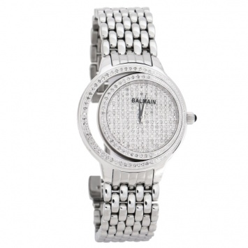 Pre Owned Balmain Diamond Pave Stainless Steel Eclipse Women's Wristwatch 34 mm