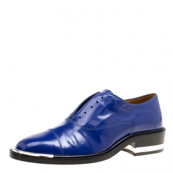 Pre Owned Barbara Bui Blue Leather Laceless Oxfords Size 37