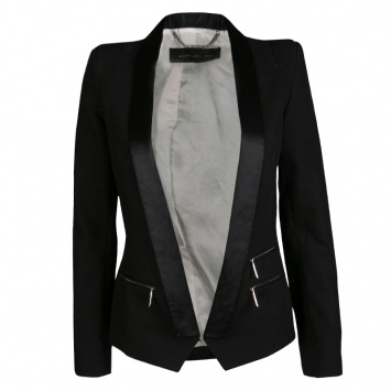 Pre Owned Barbara Bui Black Satin Trim Detail Tailored Blazer S