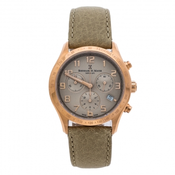 Bernhard H Mayer Khaki Rose Gold PVD Plated Stainless Steel Irish Chronograph Women's Wristwatch 38 mm