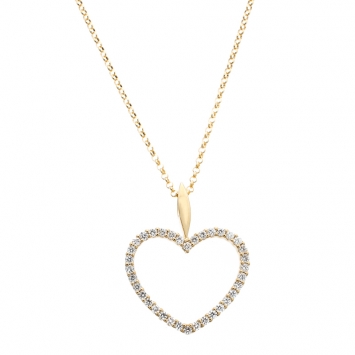 Bernhard H. Mayer Adonia Diamond 18k Yellow Gold Heart Pendant Necklace