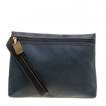 Pre Owned Borbonese Navy Blue PVC Clutch