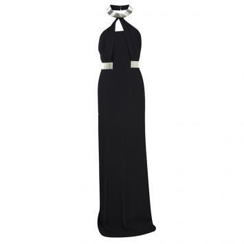 Pre Owned Boss by Hugo Boss Black Embellished Halter Neck Maxi Gown S