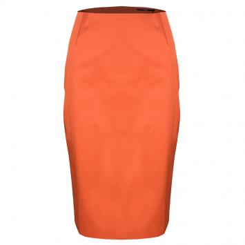 Pre Owned Boss By Hugo Boss Orange Cotton Vilica Pencil Skirt M