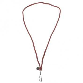 Pre Owned Bottega Veneta Brown Intrecciato Leather Phone Strap