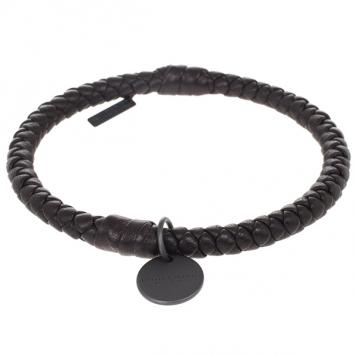 Pre Owned Bottega Veneta Dark Brown Intrecciato Nappa Bracelet Size M