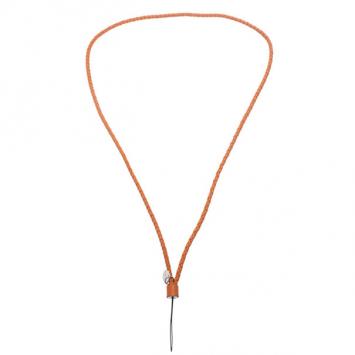 Pre Owned Bottega Veneta Orange Intrecciato Leather Phone Strap