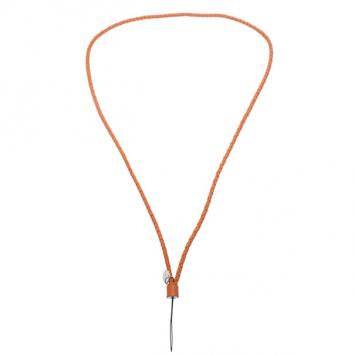 Pre Owned Bottega Veneta Orange Intrecciato Leather Phone Strap