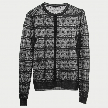 Pre Owned Bottega Veneta Black Crochet Knit Buttoned Cardigan S