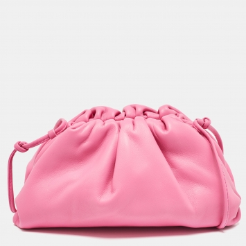 Pre Owned Bottega Veneta Pink Leather Mini The Pouch Bag