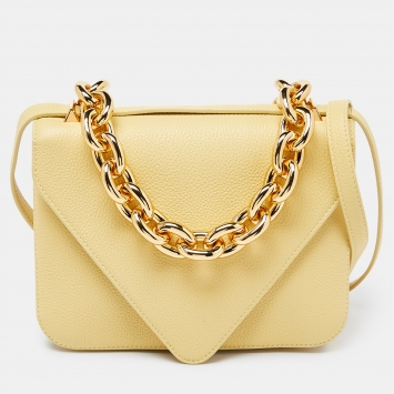 Pre Owned Bottega Veneta Yellow Leather Mount Envelope Top Handle Bag