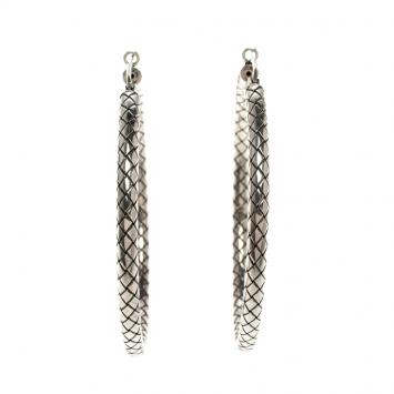 Pre Owned Bottega Veneta Intrecciato Braided Silver Hoop Earrings