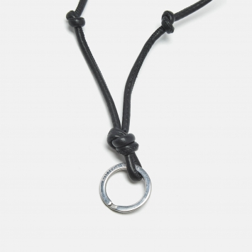 Pre Owned Bottega Veneta Black Leather Knotted Lanyard with Keyring 