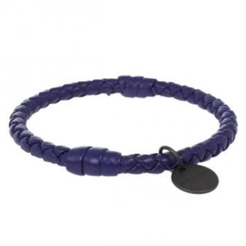Pre Owned Bottega Veneta Intrecciato Nappa Purple Bracelet S