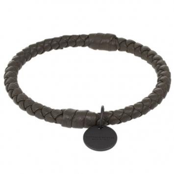 Pre Owned Bottega Veneta Intrecciato Nappa Olive Green Bracelet S