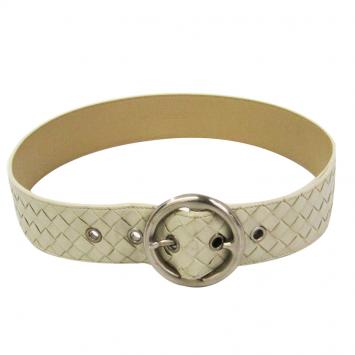 Pre Owned Bottega Veneta Off White Intrecciato Leather Belt