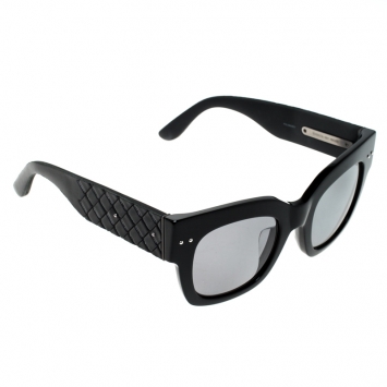 Pre Owned Bottega Veneta Black Polarized BV0007S Wayfarer Sunglasses