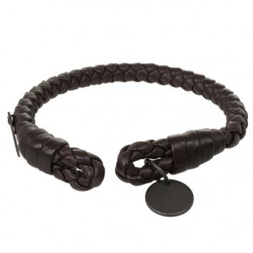 Pre Owned Bottega Veneta Brown Woven Intrecciato Leather Bracelet 