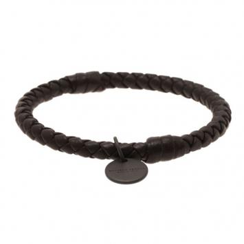 Pre Owned Bottega Veneta Intrecciato Nappa Brown Bracelet S