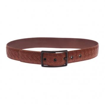 Pre Owned Bottega Veneta Brown Intrecciato Leather Belt 90CM