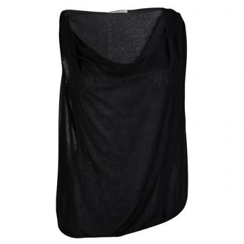 Pre Owned Bottega Veneta Black Cotton Draped Sleeveless Top M
