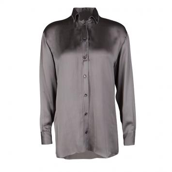 Pre Owned Bottega Veneta Grey Long Sleeve Silk Shirt S