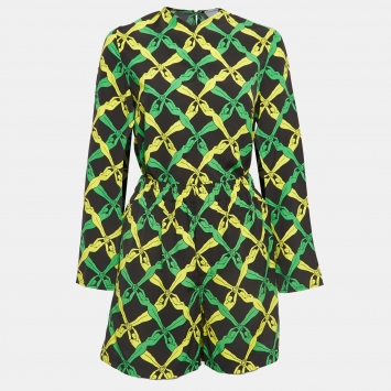 Pre Owned Bottega Veneta Multicolor Fantasia Print Crepe Top and Shorts Set S