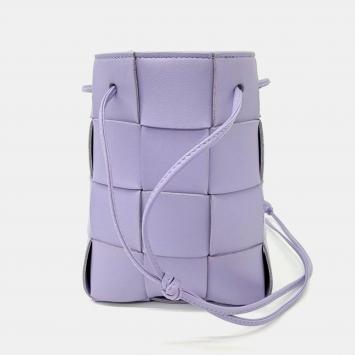 Pre Owned Bottega Veneta Purple Leather Cassette Bucket Bag