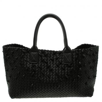 Pre Owned Bottega Veneta Black Intrecciato Leather Medium Limited Edition 0359/1000 Naruto Knot Tote