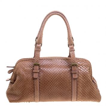 مملوكة مسبقًا Bottega Veneta Brown Python Satchel