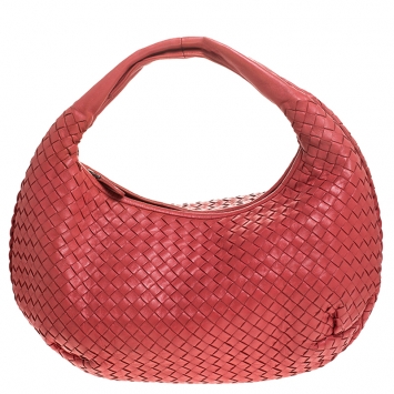 Pre Owned Bottega Veneta Orange Intrecciato Nappa Leather Veneta Hobo