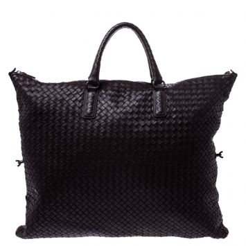 Pre Owned Bottega Veneta Brown Intrecciato Leather Large Tote 