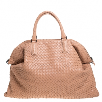 Pre Owned Bottega Veneta Beige Intrecciato Leather Convertible Tote