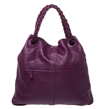 Pre Owned Bottega Veneta Purple Smooth Leather Large Julie Tote