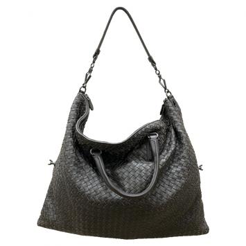 Pre Owned Bottega Veneta Dark Brown Intrecciato Leather Maxi Convertible Tote Bag