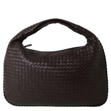 Pre Owned Bottega Veneta Brown Intrecciato Leather Veneta Hobo Bag