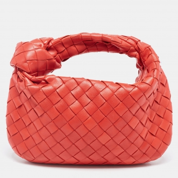 Pre Owned Bottega Veneta Red Intrecciato Leather Mini BV Jodie Bag